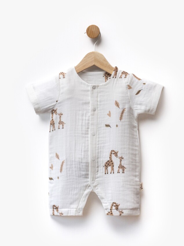 Wholesale Unisex Baby Muslin Printed Jumpsuit 3-9M Flexi Baby 2063-221131 - 3