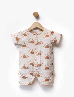 Wholesale Unisex Baby Muslin Printed Jumpsuit 3-9M Flexi Baby 2063-221131 Черепичный цвет