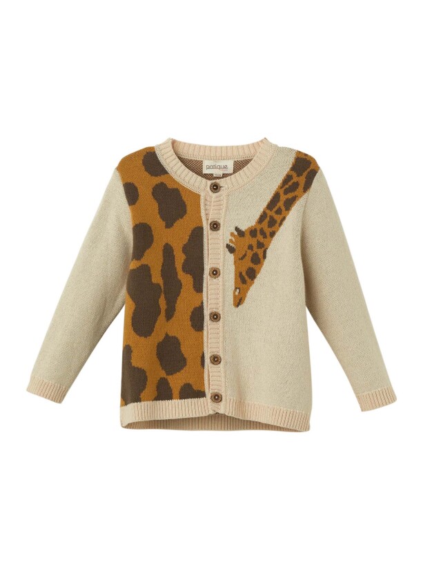 Wholesale Unisex Baby Organic Cotton Giraffe Patterned Cardigan 6-36M Uludağ Triko 1061-21160 - 1