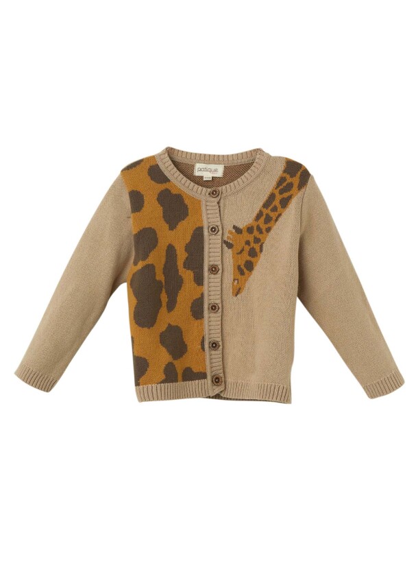 Wholesale Unisex Baby Organic Cotton Giraffe Patterned Cardigan 6-36M Uludağ Triko 1061-21160 - 3