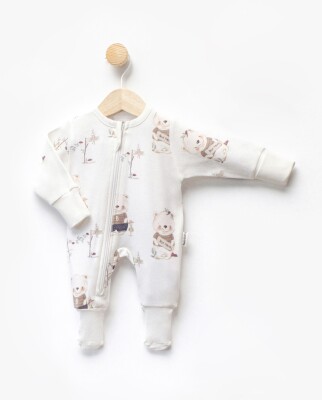 Wholesale Unisex Baby Printed Jumpsuit 0-6M Twetoon 2064-113718 Экрю