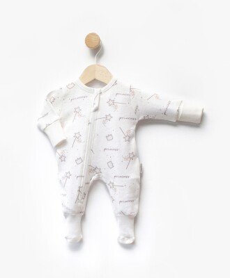 Wholesale Unisex Baby Printed Jumpsuit 0-6M Twetoon 2064-113718 Экрю