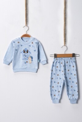 Wholesale Unisex Baby Star Pajamas Set 3-9M Hoppidik 2017-2393 Синий