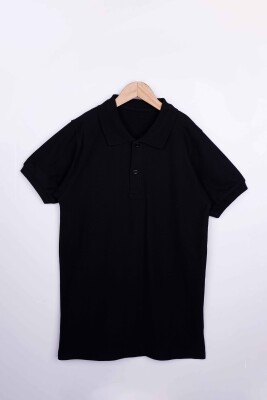 Wholesale Unisex Children's Short Sleeve Polo Neck T-Shirt 10-13Y Interkidsy Basic 2027-2306 Чёрный 