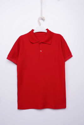 Wholesale Unisex Children's Short Sleeve Polo Neck T-Shirt 10-13Y Interkidsy Basic 2027-2306 Красный