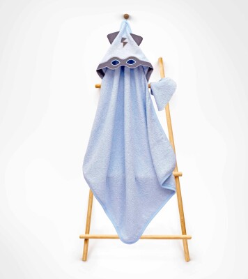 Wholesale Unisex Kids 2-Piece Scrub Mitt and Towel Set 75x80 Babyline 2015-9-728 Синий