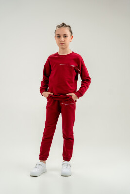 Wholesale Unisex Kids 2-Piece Sweatshirt and Pants Set 10-13Y Gold Class 1010-4609 Бордовый 