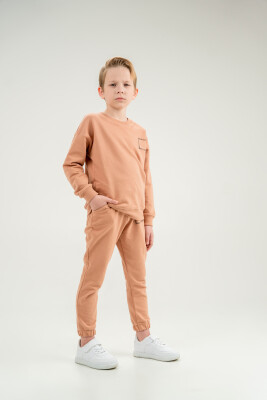Wholesale Unisex Kids 2-Piece Sweatshirt and Pants Set 10-13Y Gold Class 1010-4610 Коричневый 