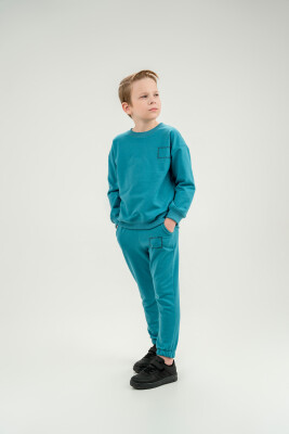 Wholesale Unisex Kids 2-Piece Sweatshirt and Pants Set 10-13Y Gold Class 1010-4610 Лазурный 