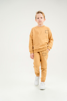 Wholesale Unisex Kids 2-Piece Sweatshirt and Pants Set 2-5Y Gold Class 1010-2637 Молочно-кофейный