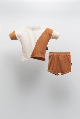 Wholesale Unisex Kids 2-Piece T-Shirt and Shorts Set 2-5Y Moi Noi 1058-MN51292 Черепичный цвет