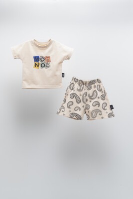 Wholesale Unisex Kids 2-Piece T-shirt and Shorts Set 2-5Y Moi Noi 1058-MN51322 Бежевый 