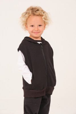 Wholesale Unisex Kids Basic Hooded Vest 1-12Y Zeyland 1070-252Z3YZD23 Чёрный 