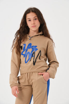 Wholesale Unisex Kids Printed Hooded Sweatshirt 8-15Y Jazziee 2051-252J4MTN61 - Jazziee