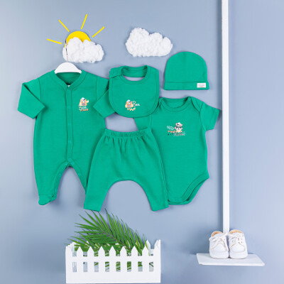 Wholesales Baby Boys 5-Piece Bodysuit Set 0-3M Baby Z 1097-4768 Зелёный 