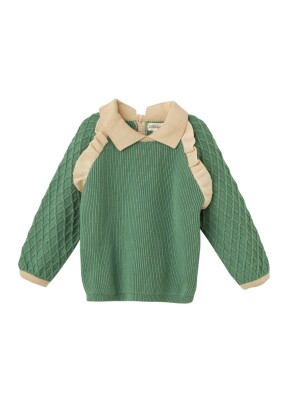 Wholsale Baby Girls Organic Cotton Frilly jumper 6-36M Uludağ Triko 1061-21172 - 1