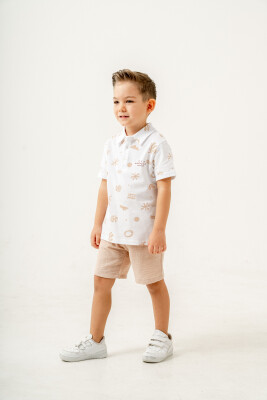 Wonderful Printed Polo Collar 2-Piece Boys Suit 2-5Y Sani 1068-30075 Белый 