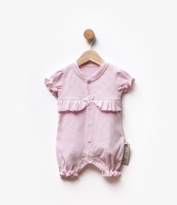 Self-Bow Patterned Fabric Gathered Detailed Jumpsuit 3-9M Flexi Baby 2063-252378 - Flexi Baby