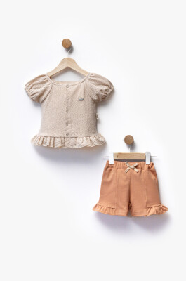 Self-Patterned Fabric Gathered Detail T-Shirt Shorts Two Piece Set 6-36M Flexi Baby 2063-217624 - Flexi Baby (1)