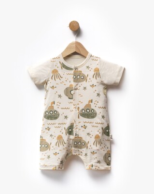 Submarine Printed Short Sleeve Jumpsuit 3-9M Flexi Baby 2063-236577 Cream