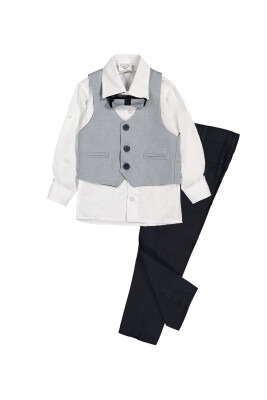 Suit Set Buckram with 3 Button Vest 1-4Y Terry 1036-5519 Gray