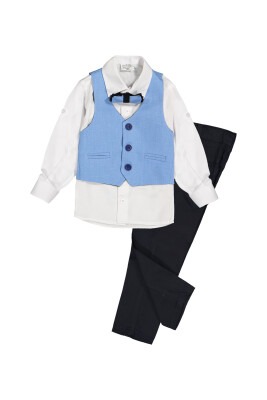 Suit Set Buckram with 3 Button Vest 1-4Y Terry 1036-5519 Light Blue