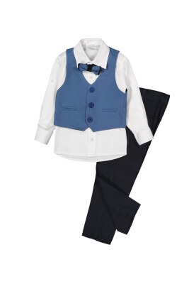 Suit Set Buckram with 3 Button Vest 9-12Y Terry 1036-5521 Индиговый 