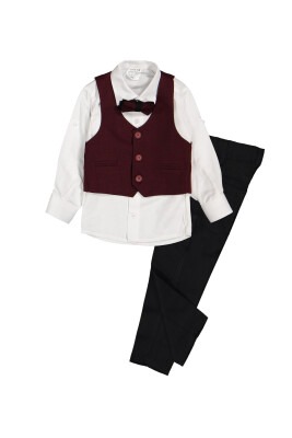 Suit Set Buckram with 3 Button Vest 9-12Y Terry 1036-5521 Бордовый 
