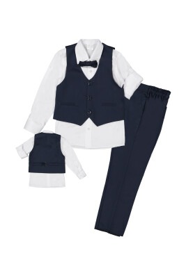 Suit Set with 3 Button Polyviscose Vest 9-12Y Terry 1036-9103 Темно-синий