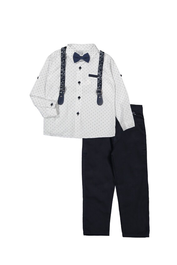 Suit Set with Square Pattern Shirt 1-4Y Terry 1036-6259 - 1
