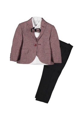 Suit Set with Vest and Coat 9-12Y Terry 1036-5638 Claret Red