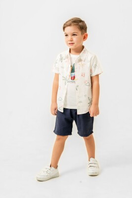 Sunny Printed Shirt 3-Piece Boys Suit 2-5Y Sani 1068-30049 - Sani (1)