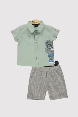 Teddy Bear Baby Boy Shirt Set 6-18M Kumru Bebe 1075-4316 Mint Green 