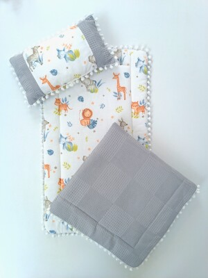 Tetra Max Baby Stroller Cushion Blanket Pillow Set 0-24M Tomuycuk 1074-0011 Gray