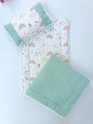 Tetra Max Baby Stroller Cushion Blanket Pillow Set 0-24M Tomuycuk 1074-0011 Mint Green 