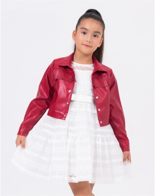  Toptan Kız Çocuk Elbise Ve Ceket Takım 6-9Y Wizzy 2038-3489 Kırmızı