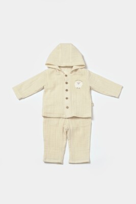  Toptan Unisex Bebek 2'li Kapüşonlu Ceket ve Pantolon Takımı 3-24M %100 Pamuk Baby Cosy 2022-CSYM703 - Baby Cosy