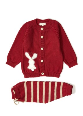 100% Organic Cotton With GOTS Certified Knitwear Bunny Stripe Two Piece Set 3-12M Patique 1061-21033 - Uludağ Triko (1)