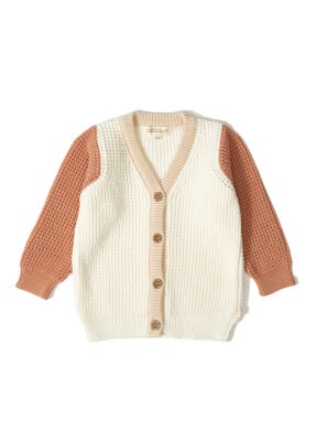 100% Organic Cotton With GOTS Certified Knitwear Color Block Cardigan 3-12M Patique 1061-21066 - 2