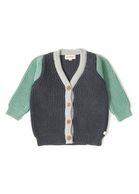 100% Organic Cotton With GOTS Certified Knitwear Color Block Cardigan 3-12M Patique 1061-21066 - 3