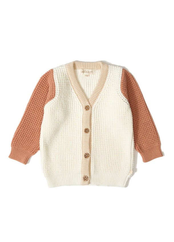 100% Organic Cotton With GOTS Certified Knitwear Color Block Cardigan 3-12M Uludağ Tirko 1061-21066 - 2