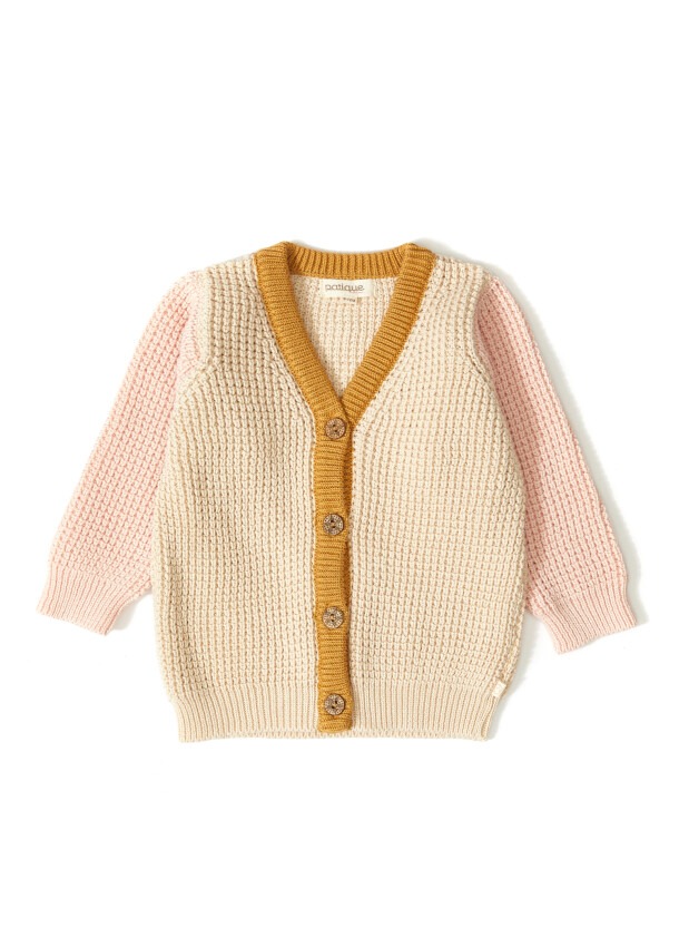 100% Organic Cotton With GOTS Certified Knitwear Color Block Cardigan Uludağ Triko 1061-21066-1 - 4