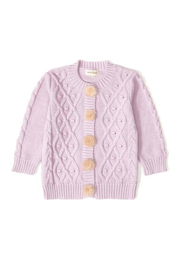 100% Organic Cotton With GOTS Certified Knitwear Diamond Bubble Cardigan 12-36M Uludağ Triko 1061-21053 - 4