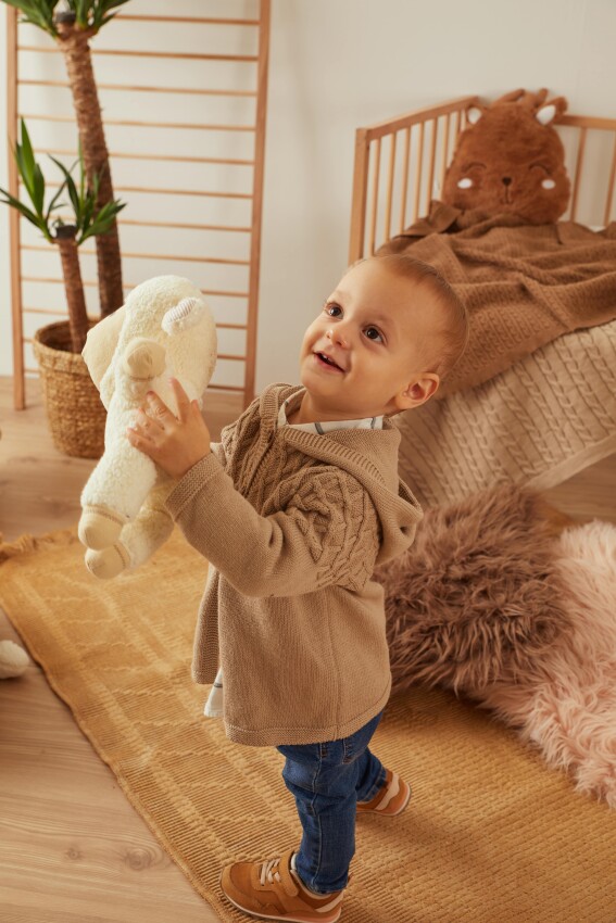 100% Organic Cotton With GOTS Certified Knitwear Diamond Cardigan 3-12M Uludağ Triko 1061-21050 - 2