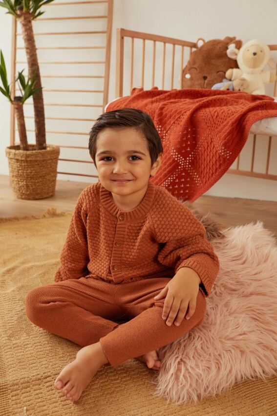 100% Organic Cotton With GOTS Certified Knitwear Funny Bear Two Piece Set 3-12M Uludağ Triko 1061-21061 - 1