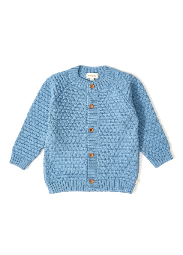 100% Organic Cotton With GOTS Certified Knitwear Mini Bubble Cardigan 3-12M Uludağ Triko 1061-21069 - 2