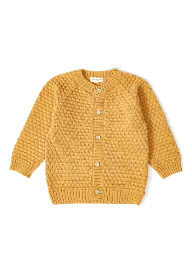 100% Organic Cotton With GOTS Certified Knitwear Mini Bubble Cardigan 3-12M Uludağ Triko 1061-21069 - 5