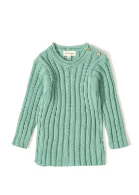 100% Organic Cotton With GOTS Certified Knitwear Ribbed Sweater 12-36M Uludağ Triko 1061--121064 Çağla Yeşili