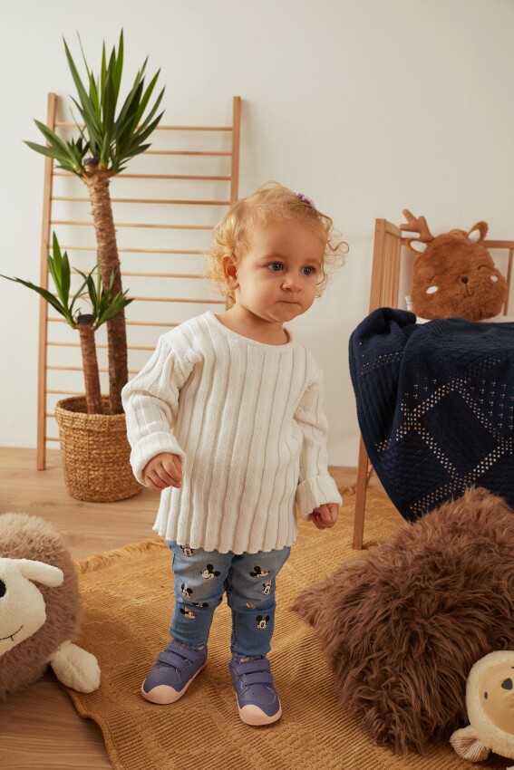 100% Organic Cotton With GOTS Certified Knitwear Ribbed Sweater 3-12M Uludağ Triko 1061-21064 - 1