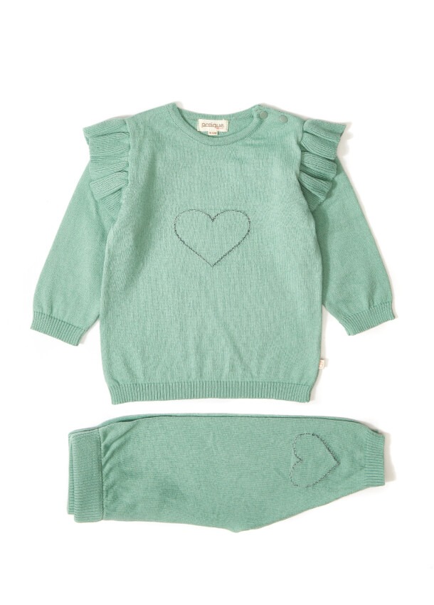 100% Organic Cotton With GOTS Certified Knitwear Ruffle Love Two Piece Set 3-12M Uludağ Triko 1061-21035 - 4